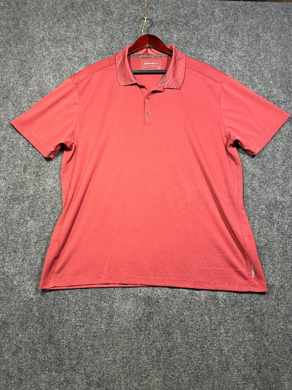 Eddie Bauer Polo Shirt Men XL Muted Red Short Sleeve Button Neck Freedry